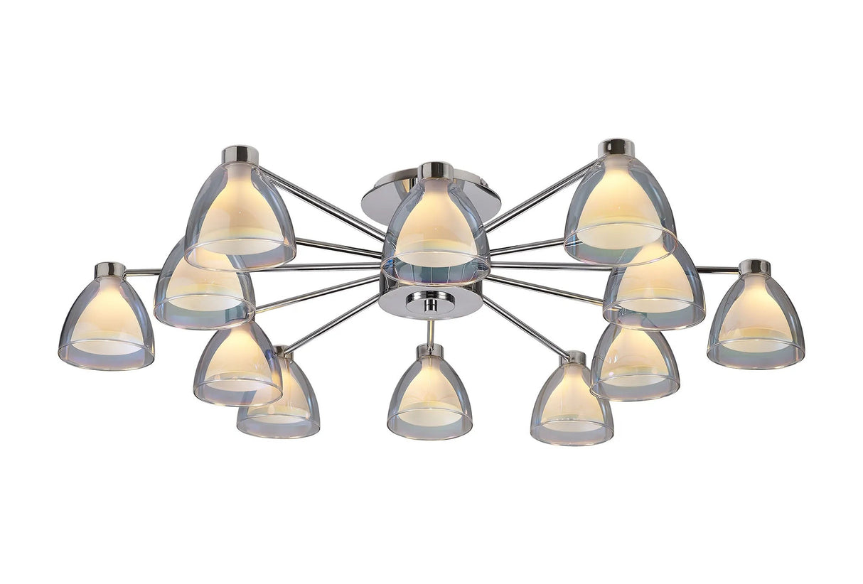 Lathen Semi Flush 12 Light Cone Glass Polished Chrome