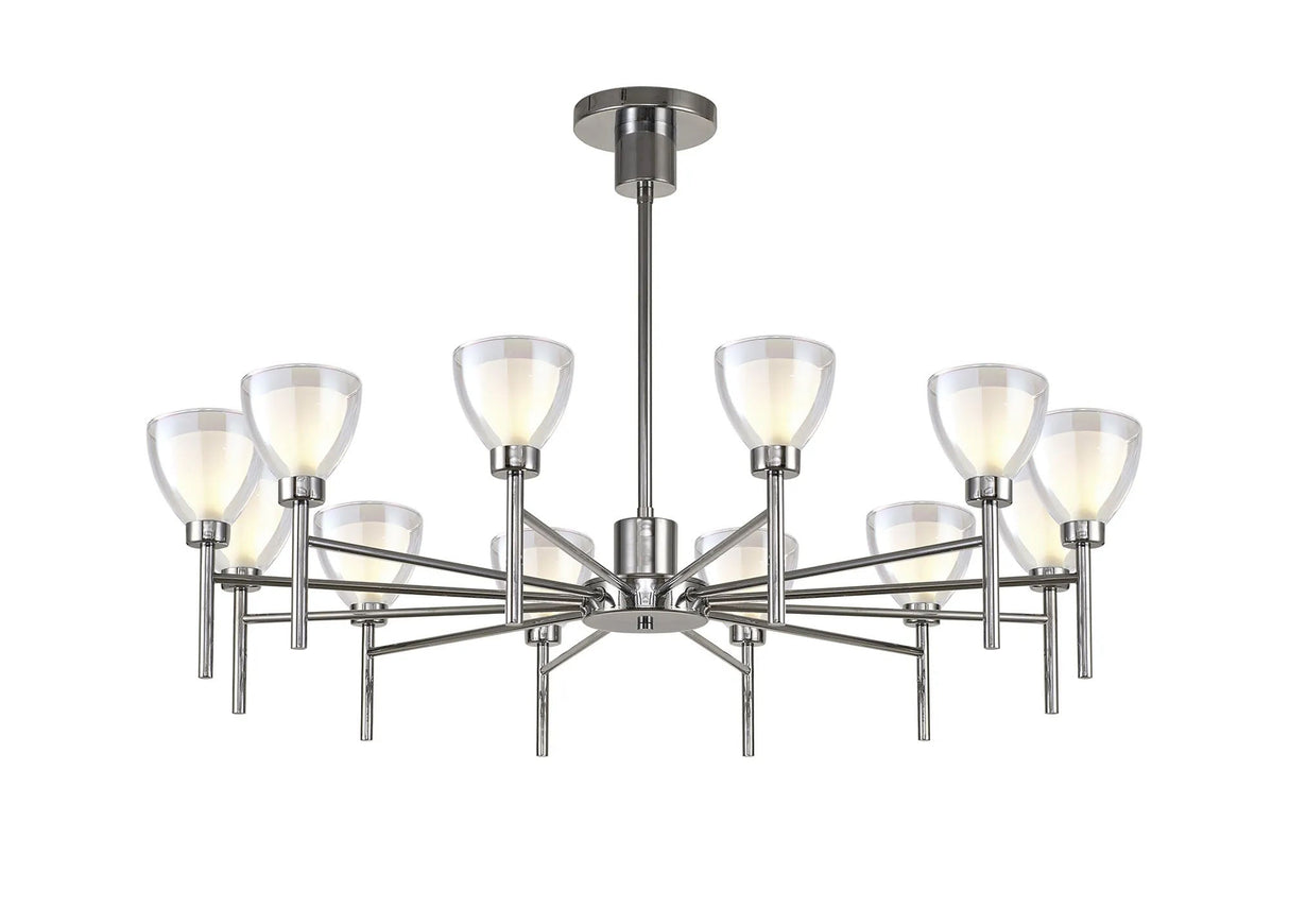 Lathen Telescopic/Semi Flush 12 Light Cone Glass Polished Chrome
