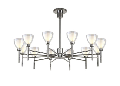Lathen Telescopic/Semi Flush 12 Light Cone Glass Polished Chrome