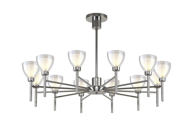 Lathen Telescopic/Semi Flush 12 Light Cone Glass Polished Chrome