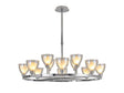 Lathen Round Telescopic 8+4 Light Pendant Cone Glass Polished Chrome