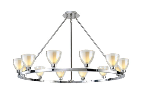 Lathen Round Fixed 12 Light Pendant Cone Glass Polished Chrome