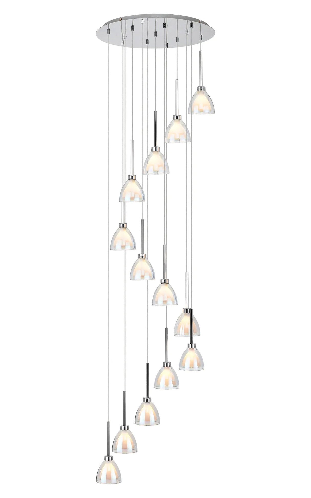 Lathen 2.5m Round 13 Light Pendant Cone Glass Polished Chrome