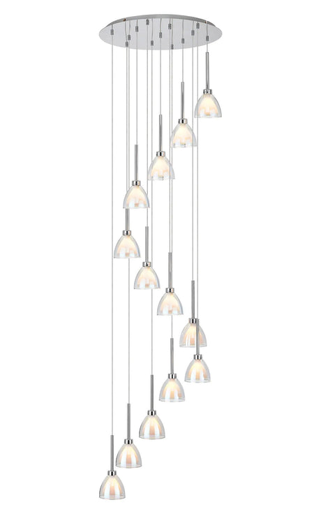 Lathen 2.5m Round 13 Light Pendant Cone Glass Polished Chrome