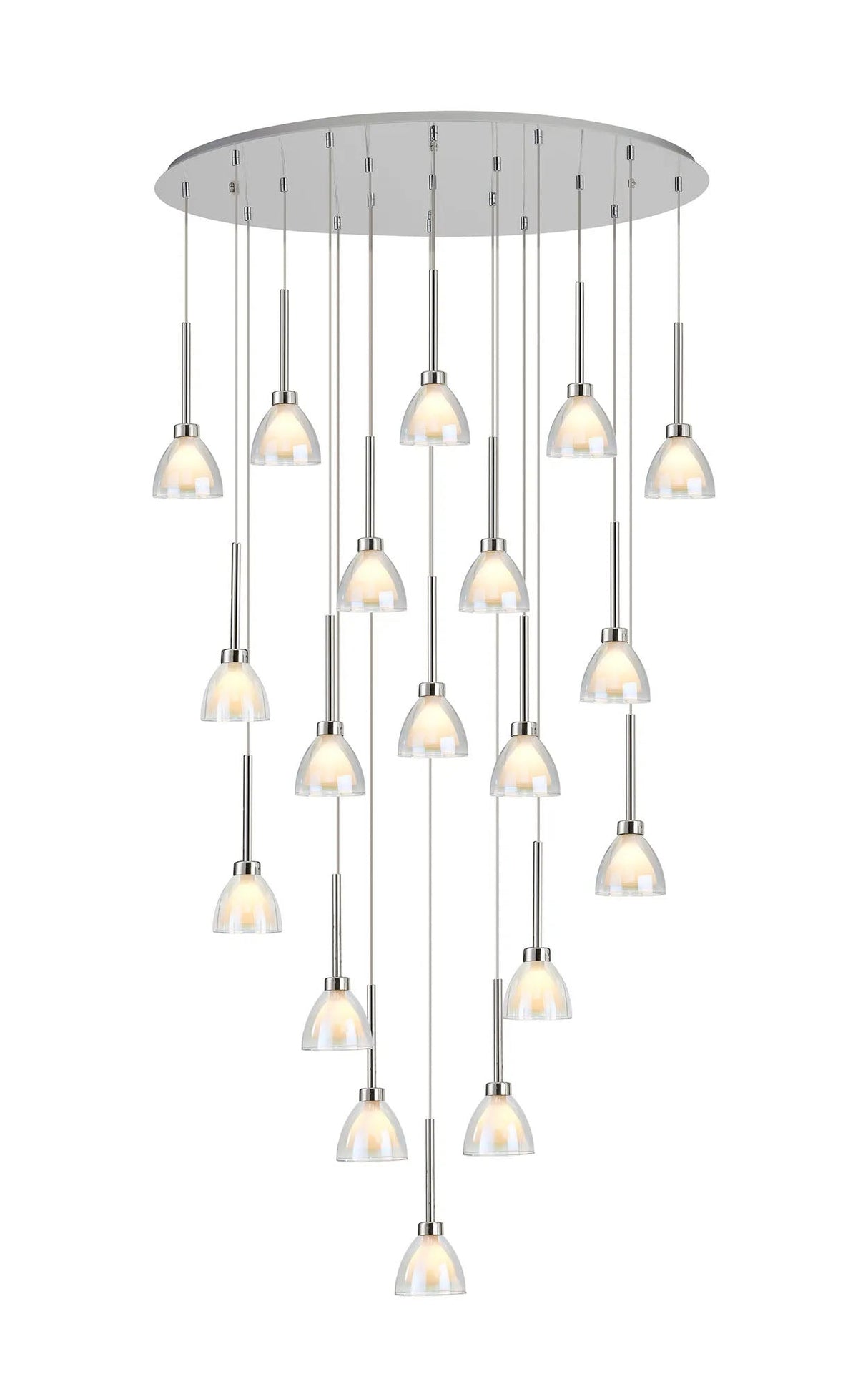 Lathen 2m Oval 19 Light Pendant Cone Glass Polished Chrome