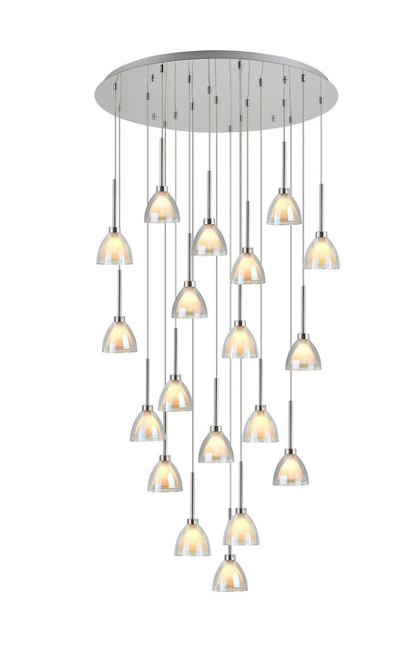 Lathen 3.5m Round 19 Light Pendant Cone Glass Polished Chrome