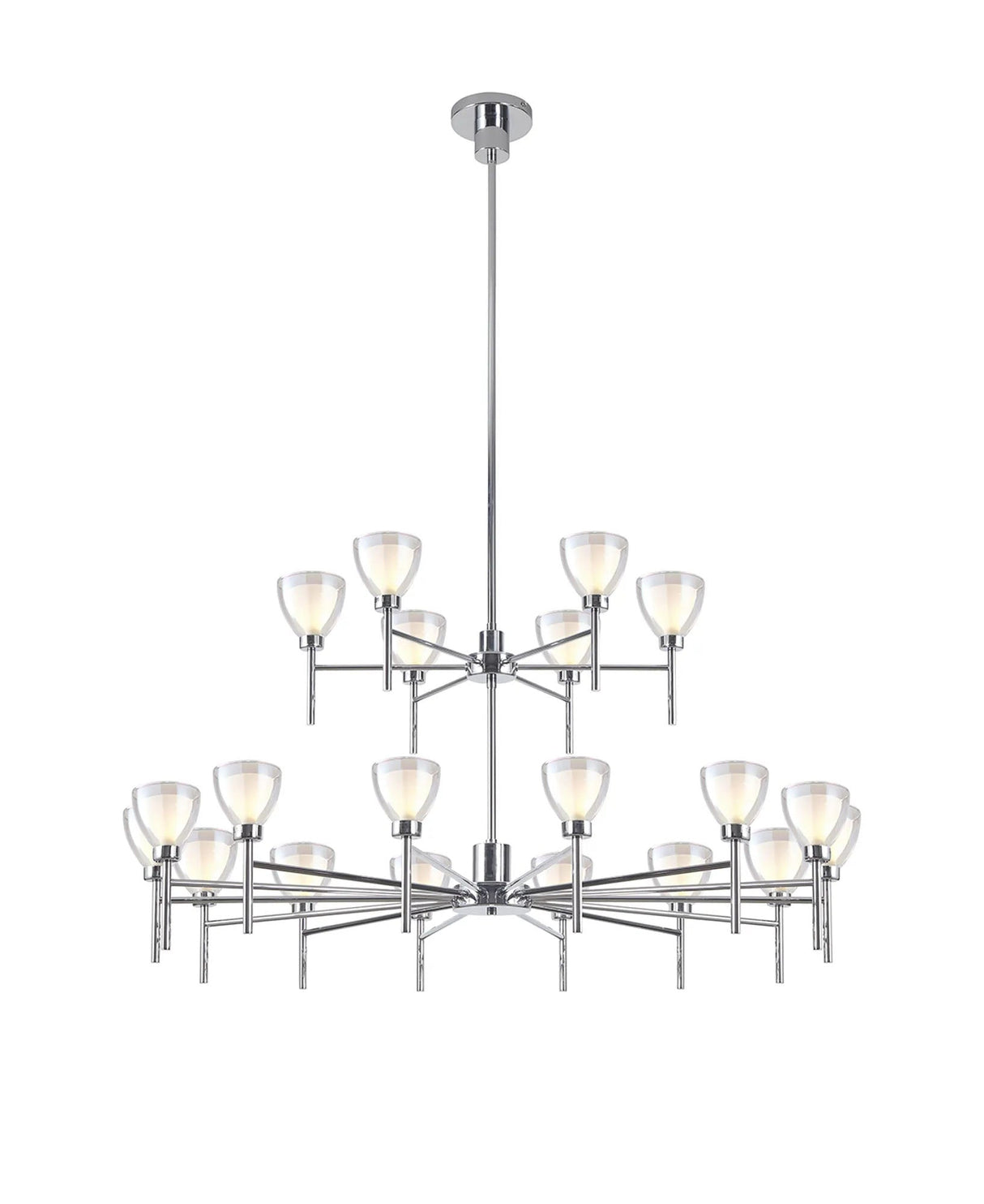 Lathen 2-Tier pendant 20 Light Cone Glass Polished Chrome