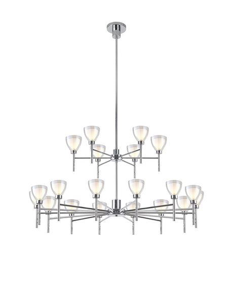 Lathen 2-Tier pendant 20 Light Cone Glass Polished Chrome