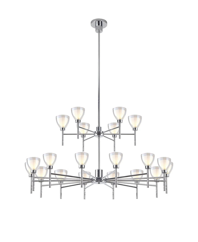 Lathen 2-Tier pendant 20 Light Cone Glass Polished Chrome