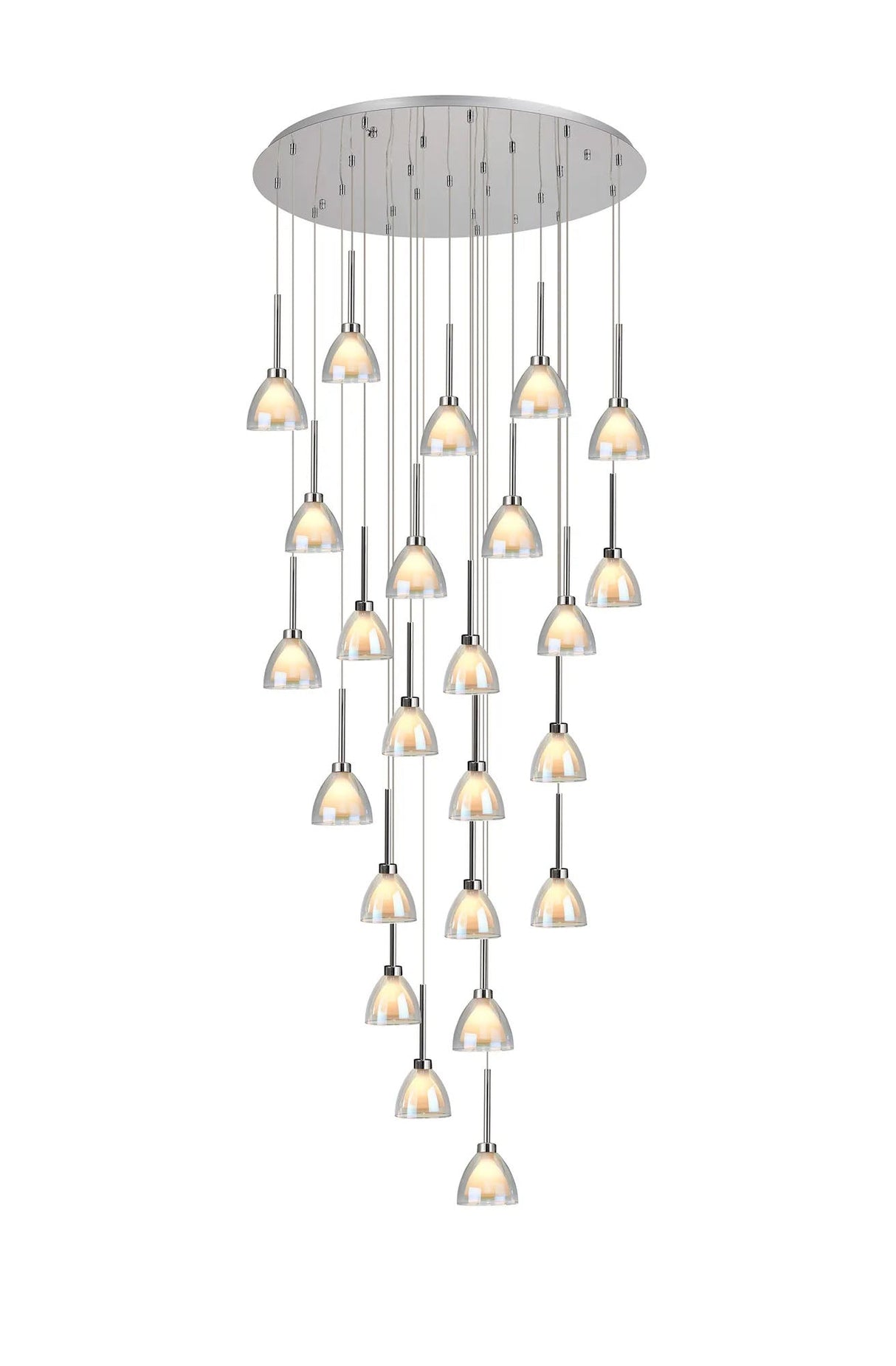 Lathen 5m Round 24 Light Pendant Cone Glass Polished Chrome