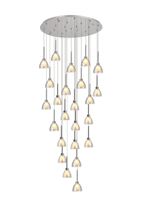 Lathen 5m Round 24 Light Pendant Cone Glass Polished Chrome
