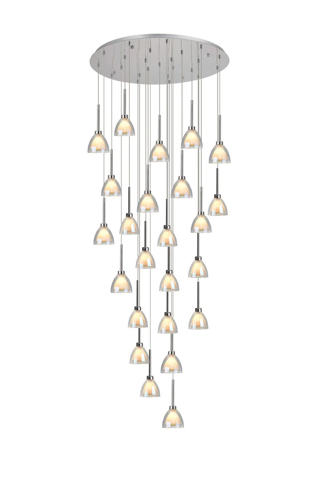 Lathen 5m Round 24 Light Pendant Cone Glass Polished Chrome