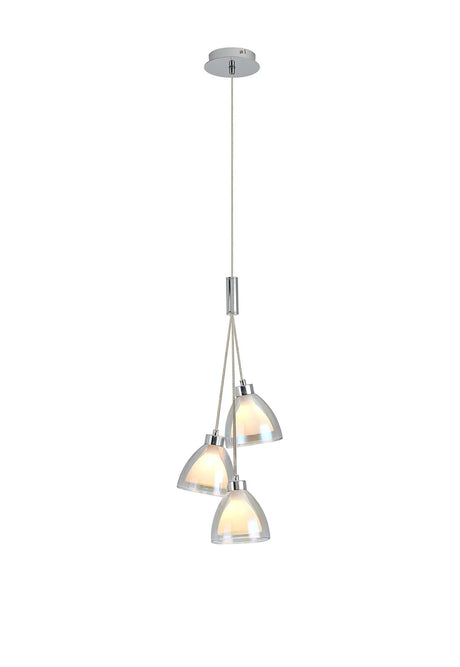 Lathen 2m 1 Drop Cluster 3 Light Pendant Cone Glass Polished Chrome
