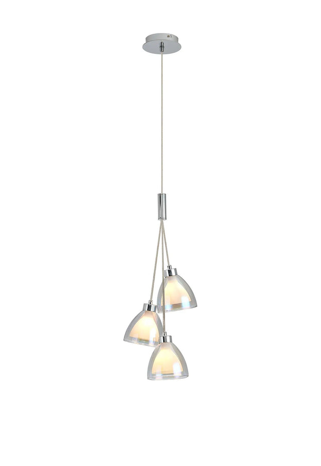 Lathen 2m 1 Drop Cluster 3 Light Pendant Cone Glass Polished Chrome