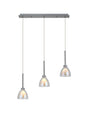 Lathen 2m Linear 3 Light Pendant Cone Glass Polished Chrome