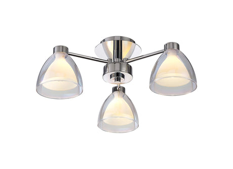 Lathen Semi Flush 3 Light Cone Glass Polished Chrome