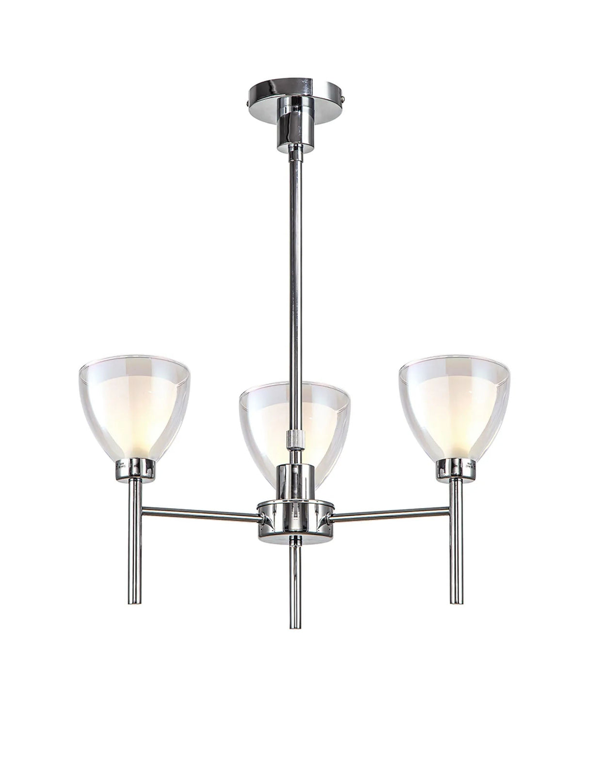 Lathen Telescopic/Semi Flush 3 Light Cone Glass Polished Chrome