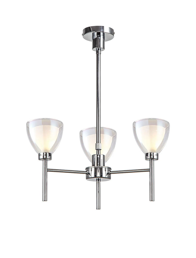 Lathen Telescopic/Semi Flush 3 Light Cone Glass Polished Chrome