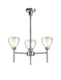 Lathen Telescopic/Semi Flush 3 Light Cone Glass Polished Chrome