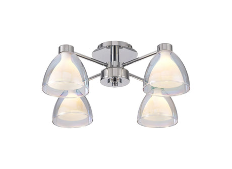 Lathen Semi Flush 4 Light Cone Glass Polished Chrome