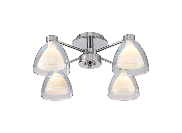 Lathen Semi Flush 4 Light Cone Glass Polished Chrome