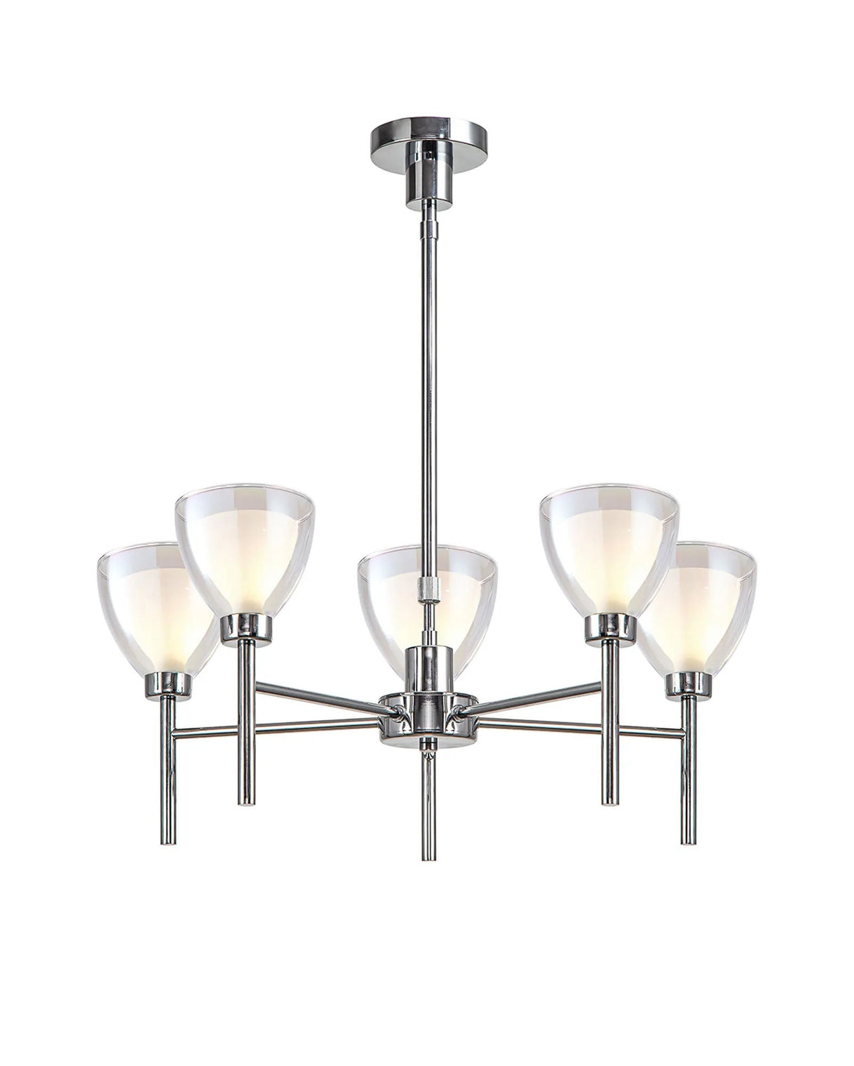 Lathen Telescopic/Semi Flush 5 Light Cone Glass Polished Chrome
