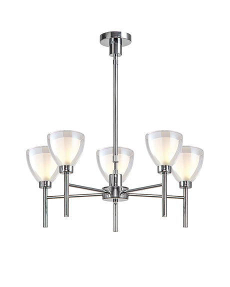 Lathen Telescopic/Semi Flush 5 Light Cone Glass Polished Chrome