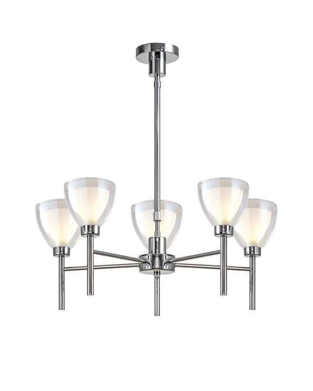 Lathen Telescopic/Semi Flush 5 Light Cone Glass Polished Chrome