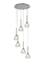 Lathen 2.5m Round 6 Light Pendant Cone Glass Polished Chrome