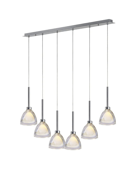 Lathen 2m Linear 6 Light Pendant Cone Glass Polished Chrome