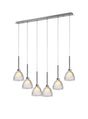 Lathen 2m Linear 6 Light Pendant Cone Glass Polished Chrome