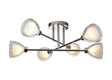 Lathen Crossed Arm Semi Flush 6 Light Cone Glass Polished Chrome