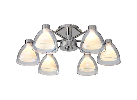 Lathen Semi Flush 6 Light Cone Glass Polished Chrome
