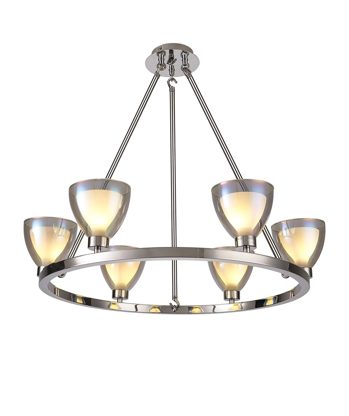 Lathen Round Fixed 6 Light Pendant Cone Glass Polished Chrome