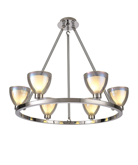 Lathen Round Fixed 6 Light Pendant Cone Glass Polished Chrome