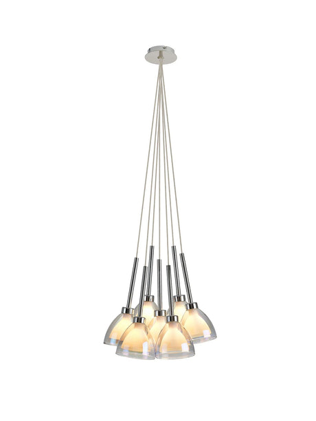 Lathen 1.5m Cluster Pendant Curved Cone Glass Polished Chrome/Iridescent