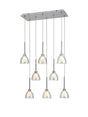 Lathen 2m Rectangle 8 light Pendant Cone Glass Polished Chrome