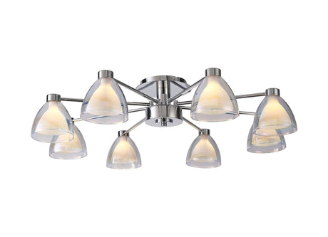 Lathen Semi Flush 8 Light Cone Glass Polished Chrome