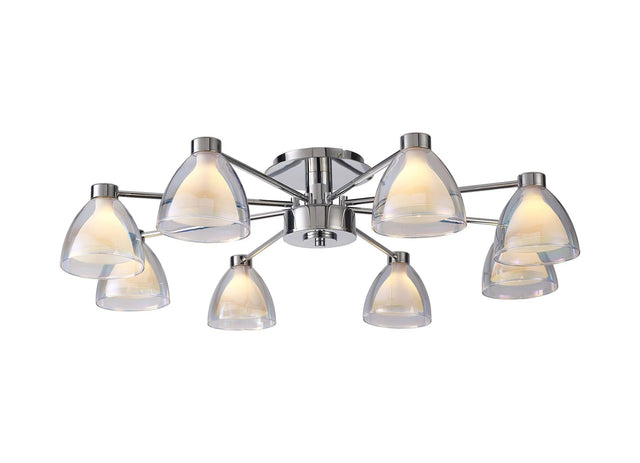 Lathen Semi Flush 8 Light Cone Glass Polished Chrome
