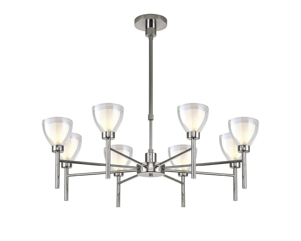 Lathen Telescopic/Semi Flush 8 Light Cone Glass Polished Chrome