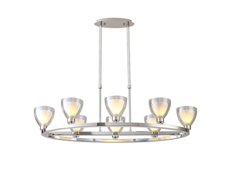 Lathen Oval Telescopic 8 Light Pendant Cone Glass Polished Chrome