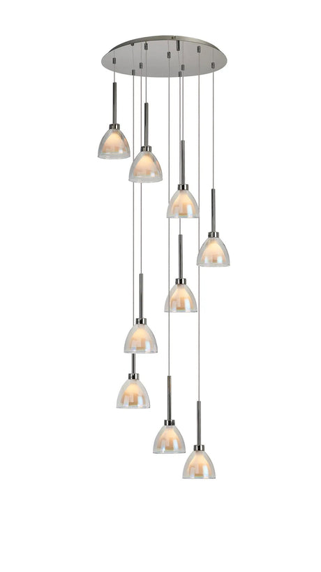 Lathen 2.5m Round 9 Light Pendant Cone Glass Polished Chrome