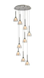 Lathen 2.5m Round 9 Light Pendant Cone Glass Polished Chrome