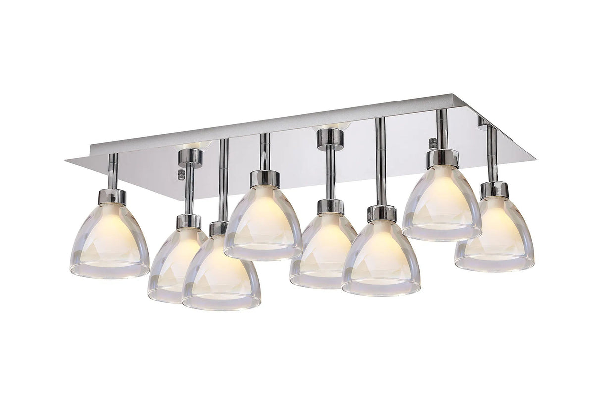 Lathen Rectangle Flush 8 Light Cone Glass Polished Chrome