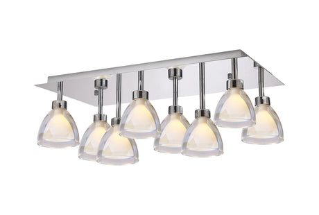 Lathen Rectangle Flush 8 Light Cone Glass Polished Chrome