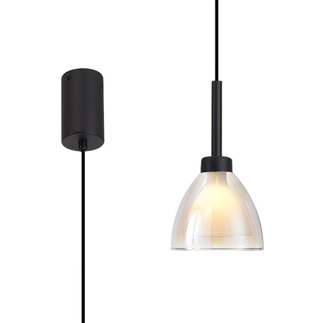 Lathen 2m Single Pendant Cone Glass Satin Black