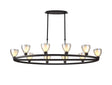 Lathen Oval Telescopic 10 Light Pendant Cone Glass Satin Black