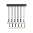Lathen 2m Linear 12 Light Penant Cone Glass Satin Black