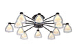 Lathen Semi Flush 12 Light Cone Glass Satin Black