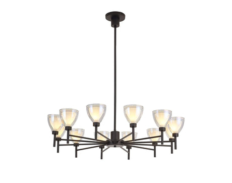 Lathen Telescopic 12 Light Pendant Cone Glass Satin Black